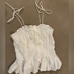 Universal Thread Cream Smocked Top